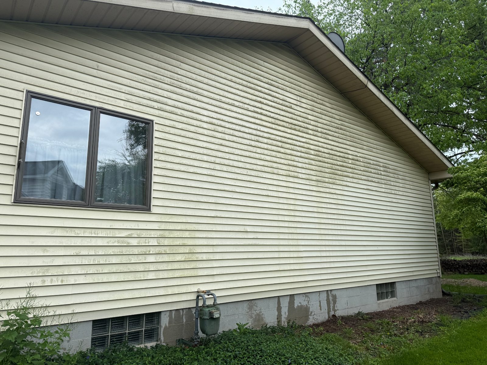 After pressure washing — clean bright siding